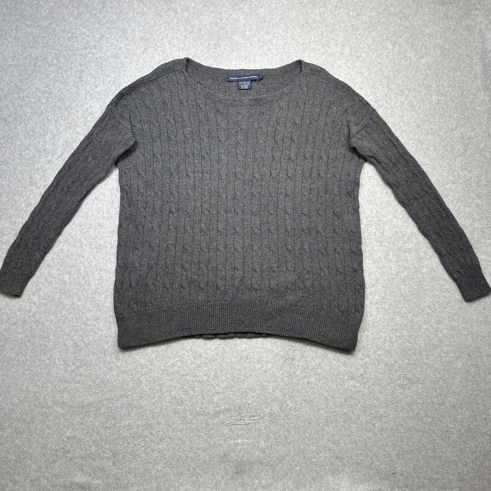 Vintage Ralph Lauren Sport Sweater Medium Gray Angora Blend Preppy Cozy Knit